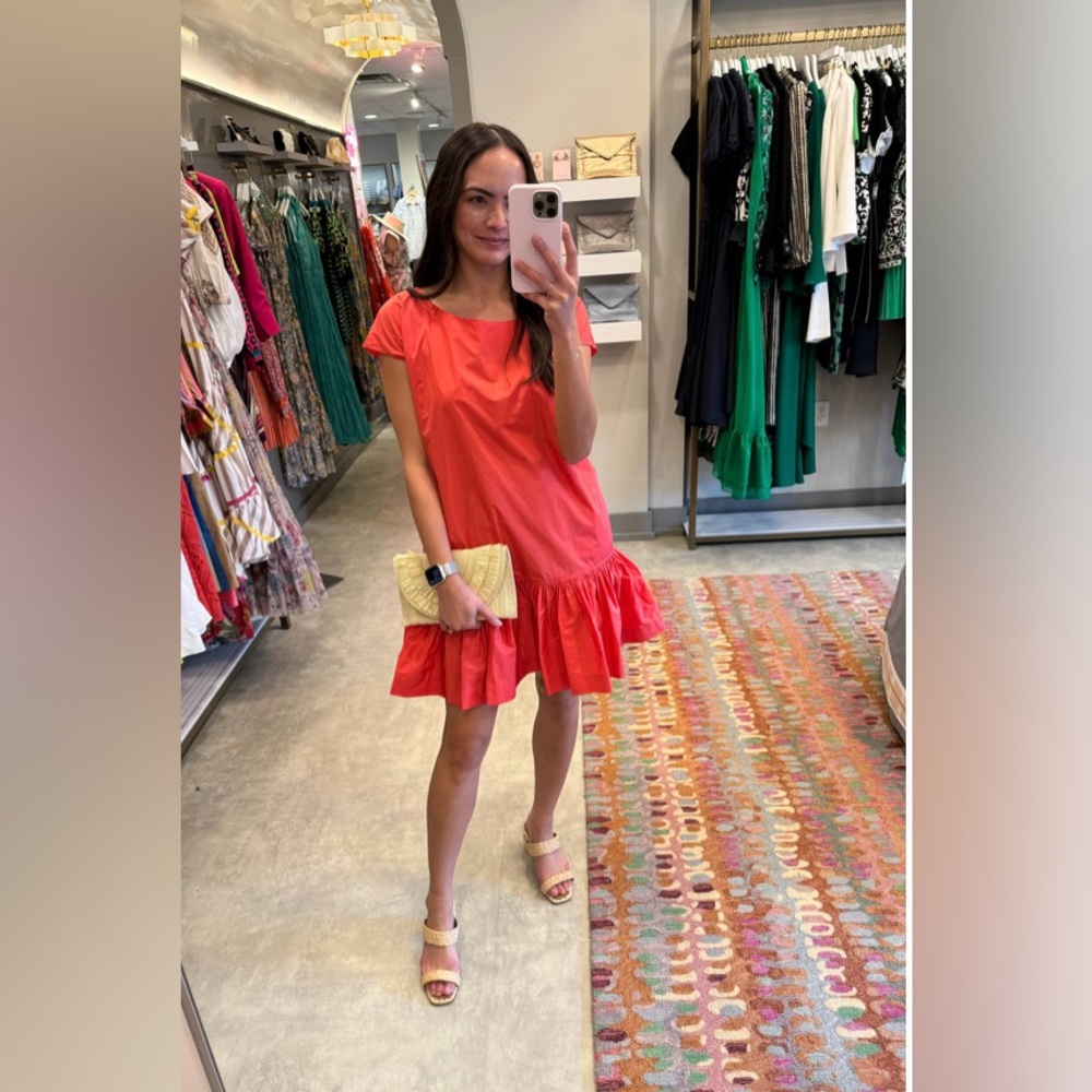 Ruffle mini dress coral